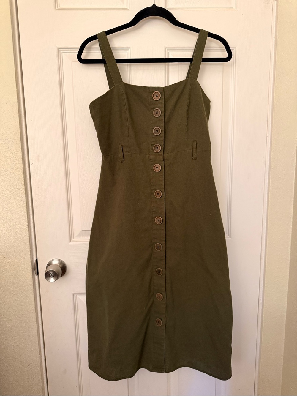 HYFVE Olive Button-Front Midi Dress